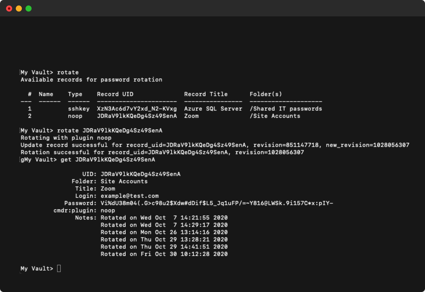 Keeper command-line code Keeper command-line code